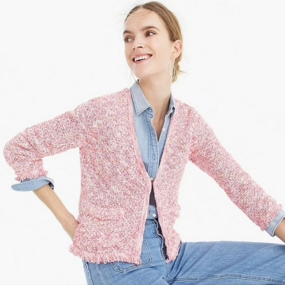 J. Crew Lady Sweater-Jacket With Fringe. - Picture 1 of 6
